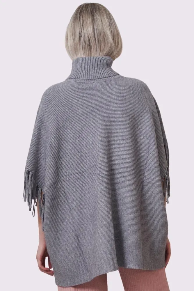 Ribbed Tassel Sleeve Batwing Top