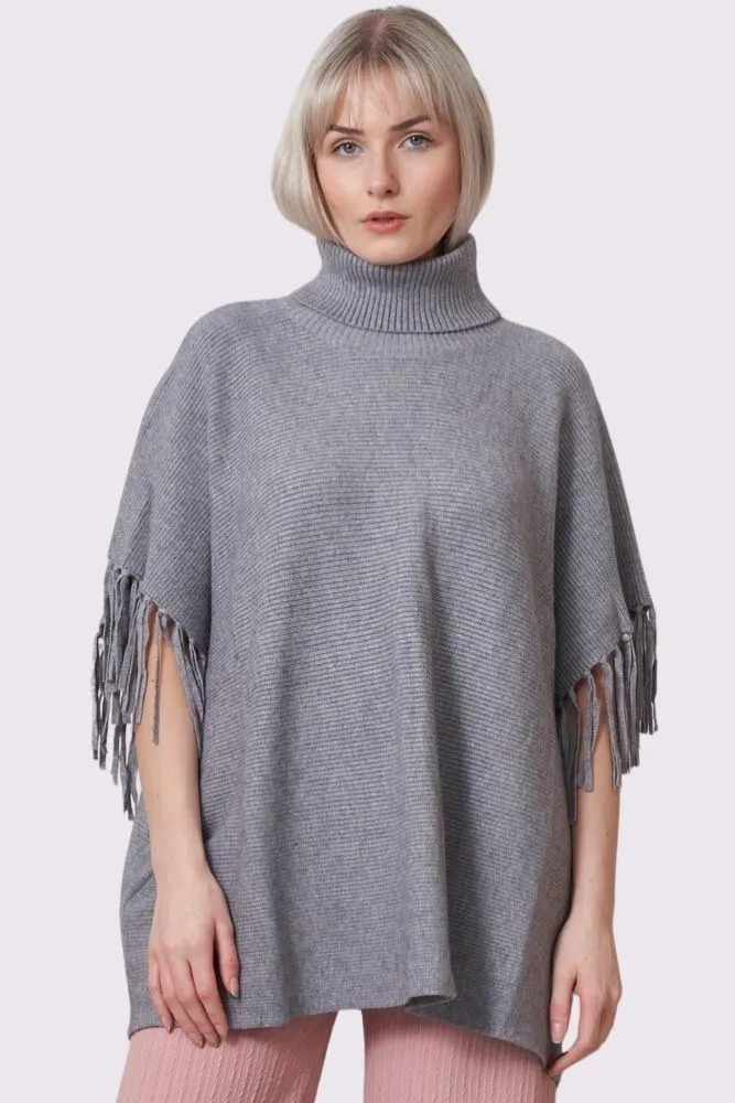 Ribbed Tassel Sleeve Batwing Top