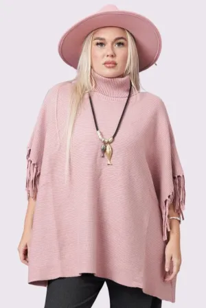 Ribbed Tassel Sleeve Batwing Top