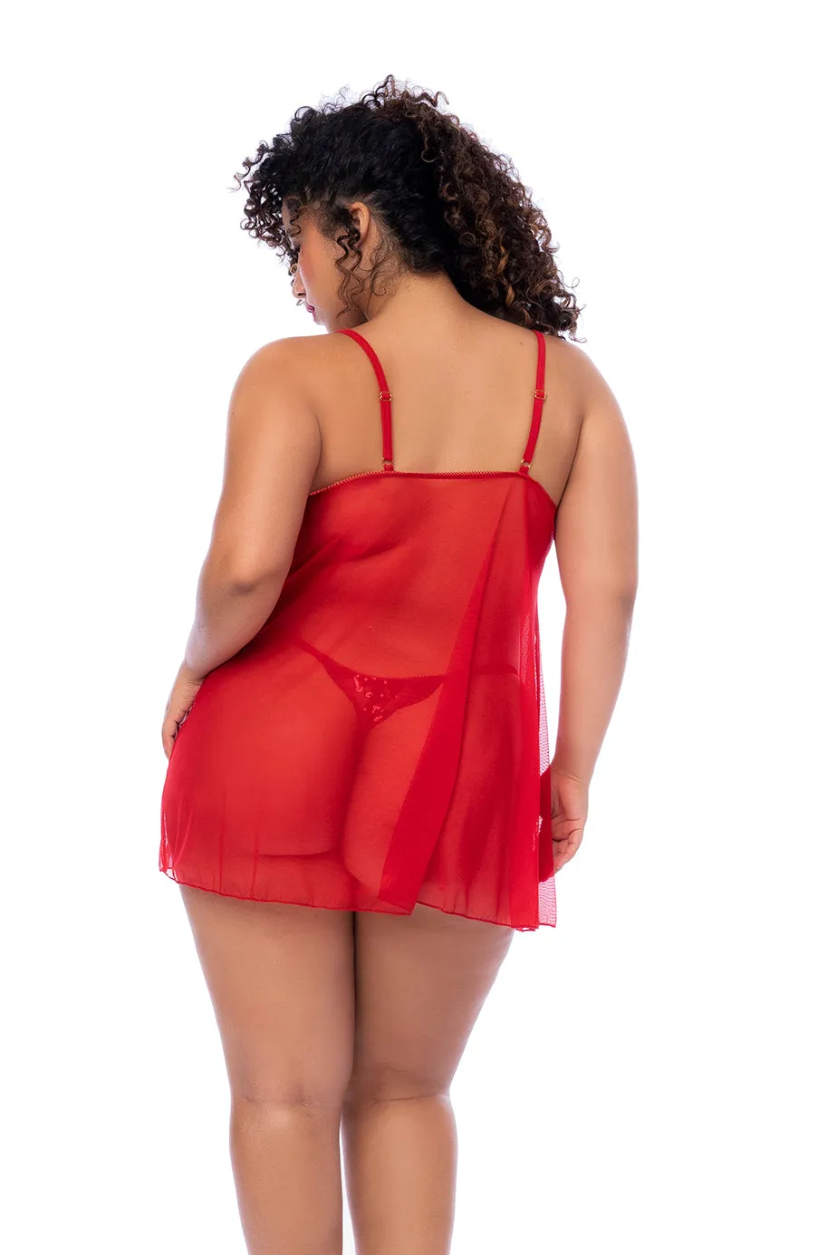 Roja Sequin Open Front Babydoll Set