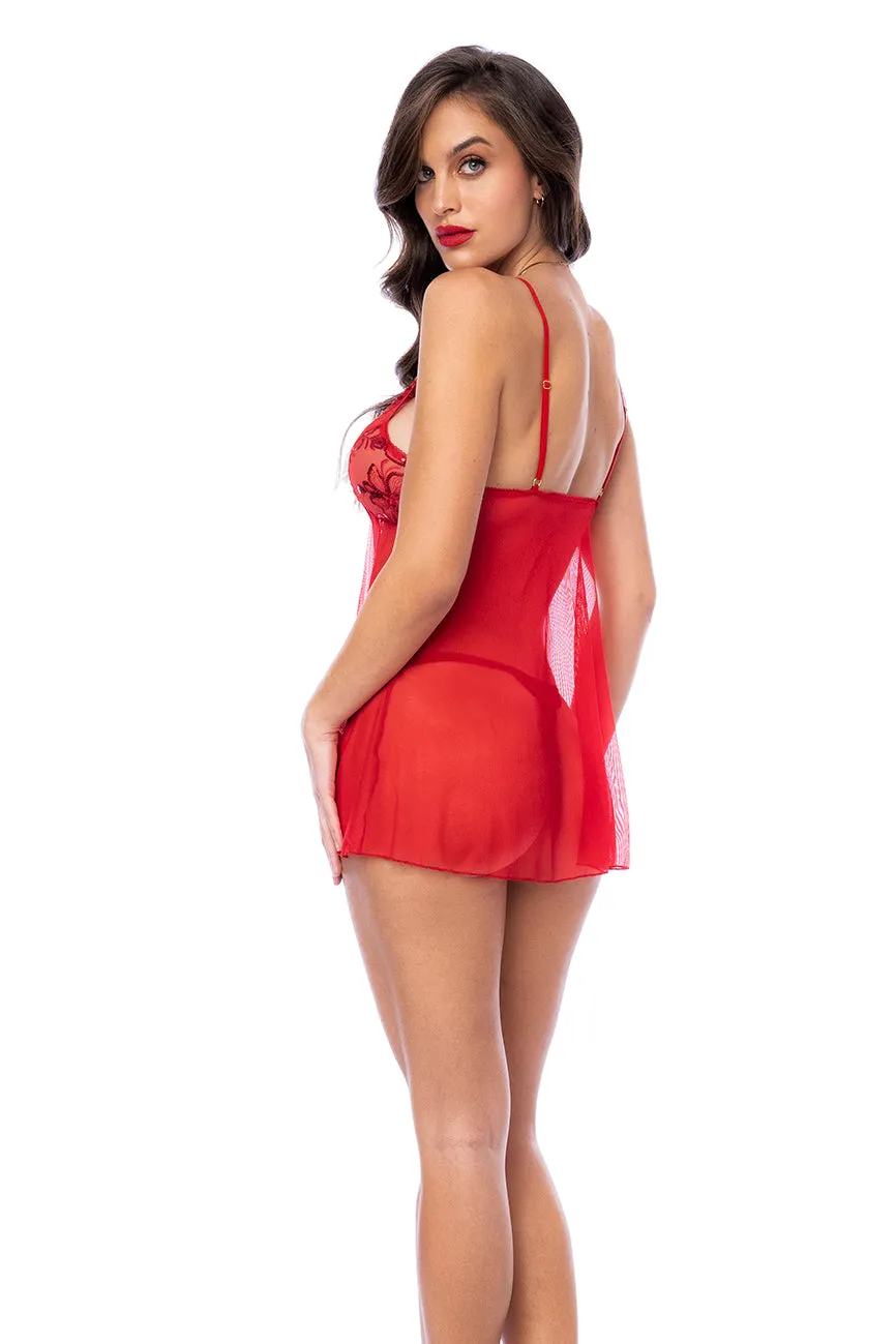 Roja Sequin Open Front Babydoll Set