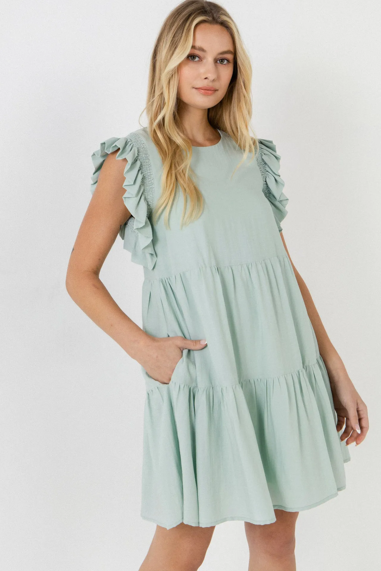 Ruffled Detail Mini Dress