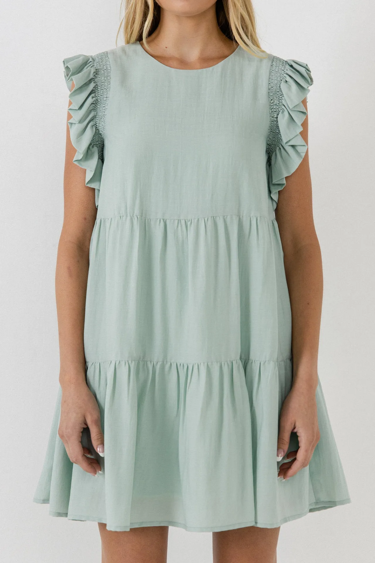 Ruffled Detail Mini Dress