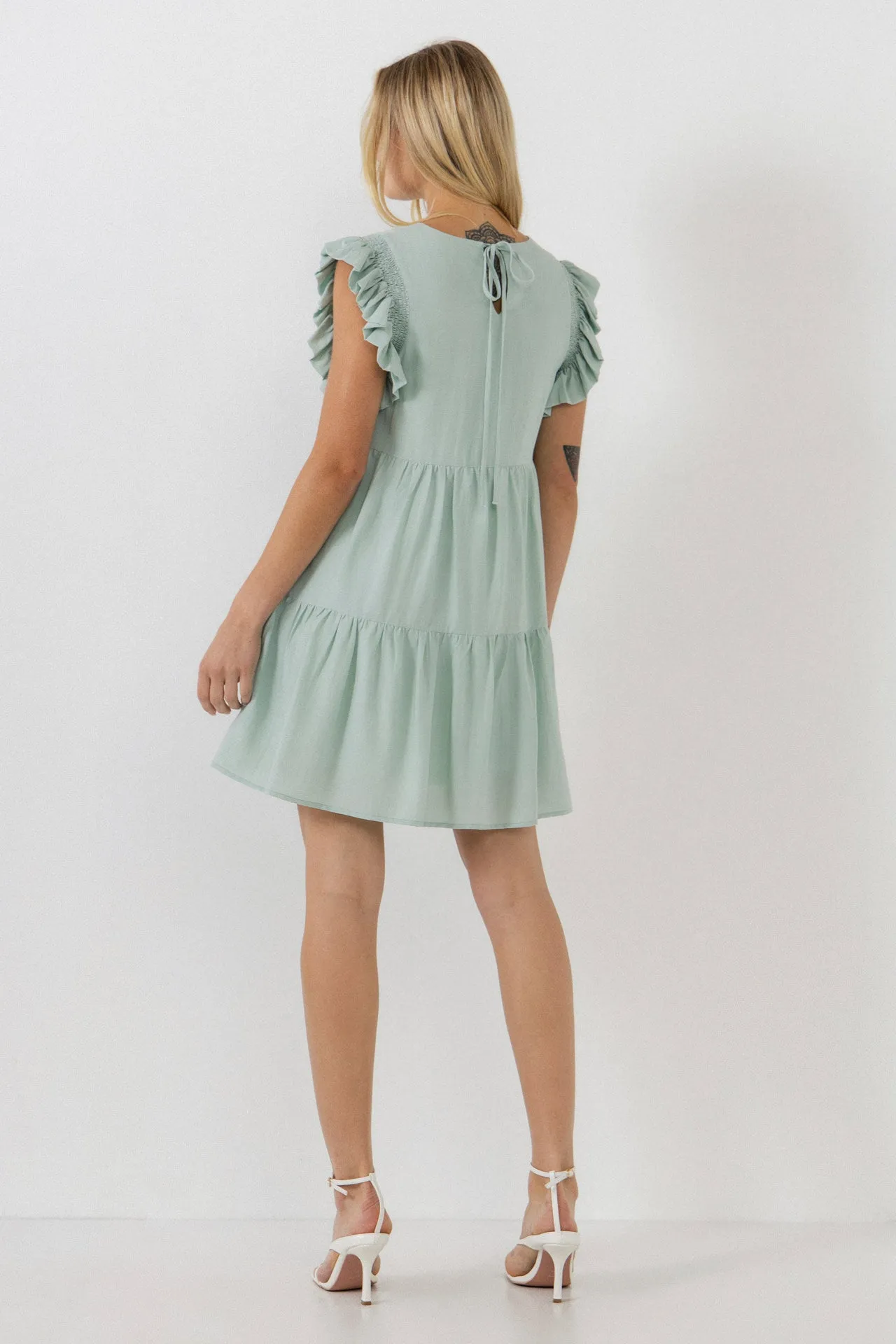 Ruffled Detail Mini Dress