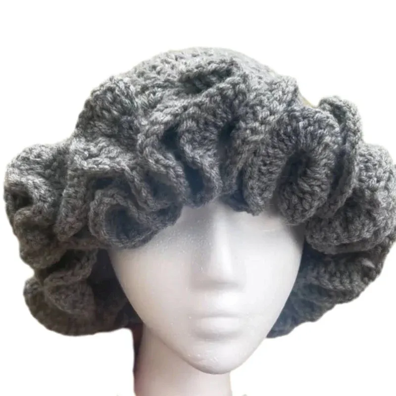 Ruffled Handmade Knit Bucket Hat