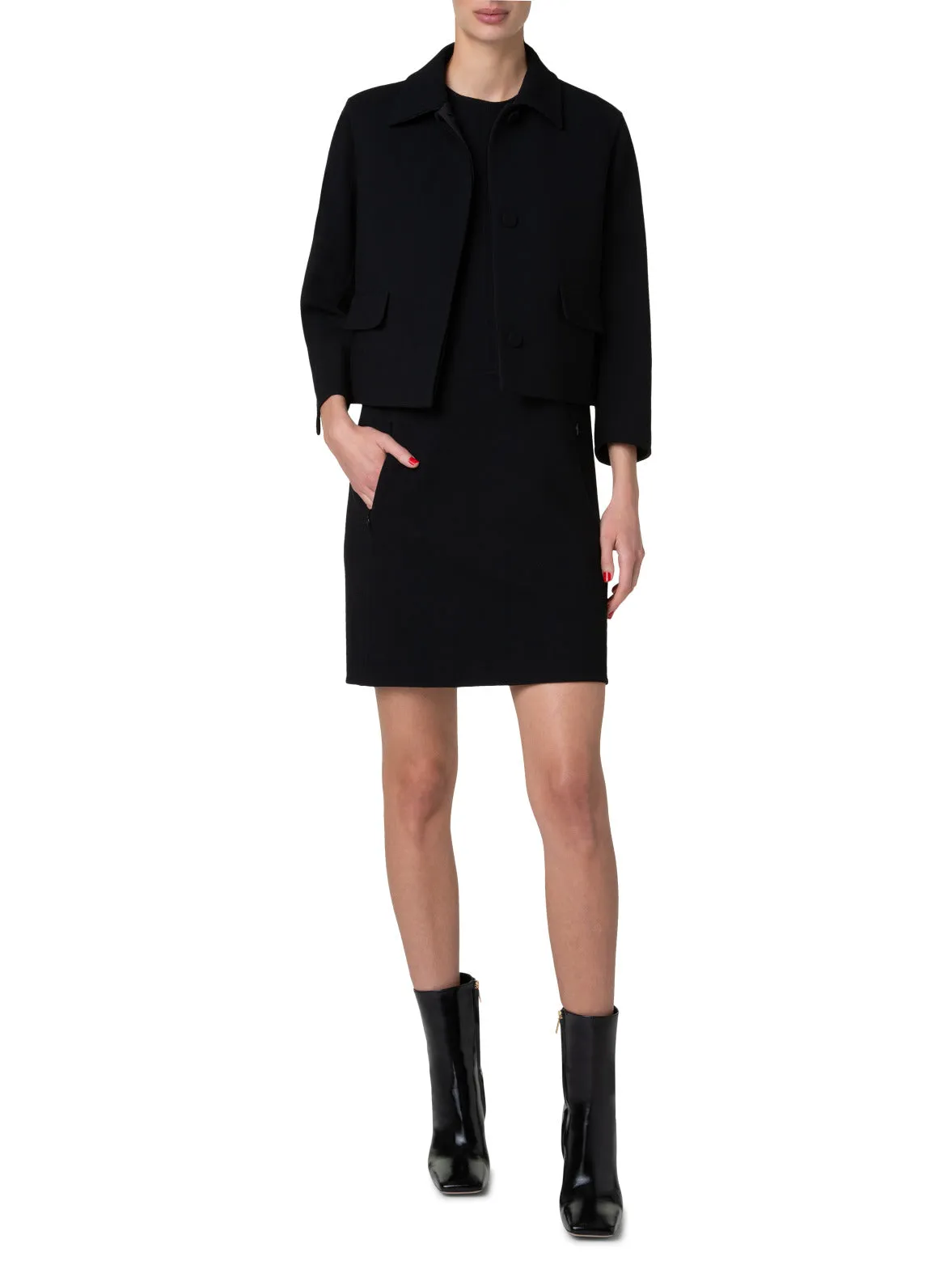 Short Jacket in Double-Face Wool Crêpe