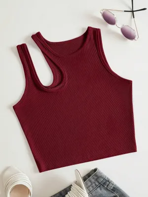 Side Cut Tank Top _ Maroon