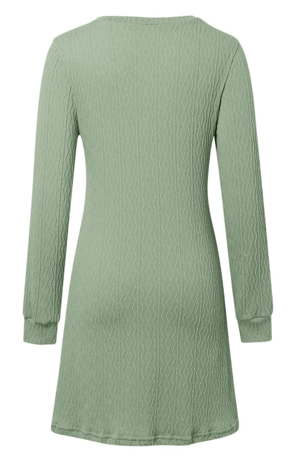 Textured V-Neck Long Sleeve Mini Dress | Winter Fashion | Winter Dresses
