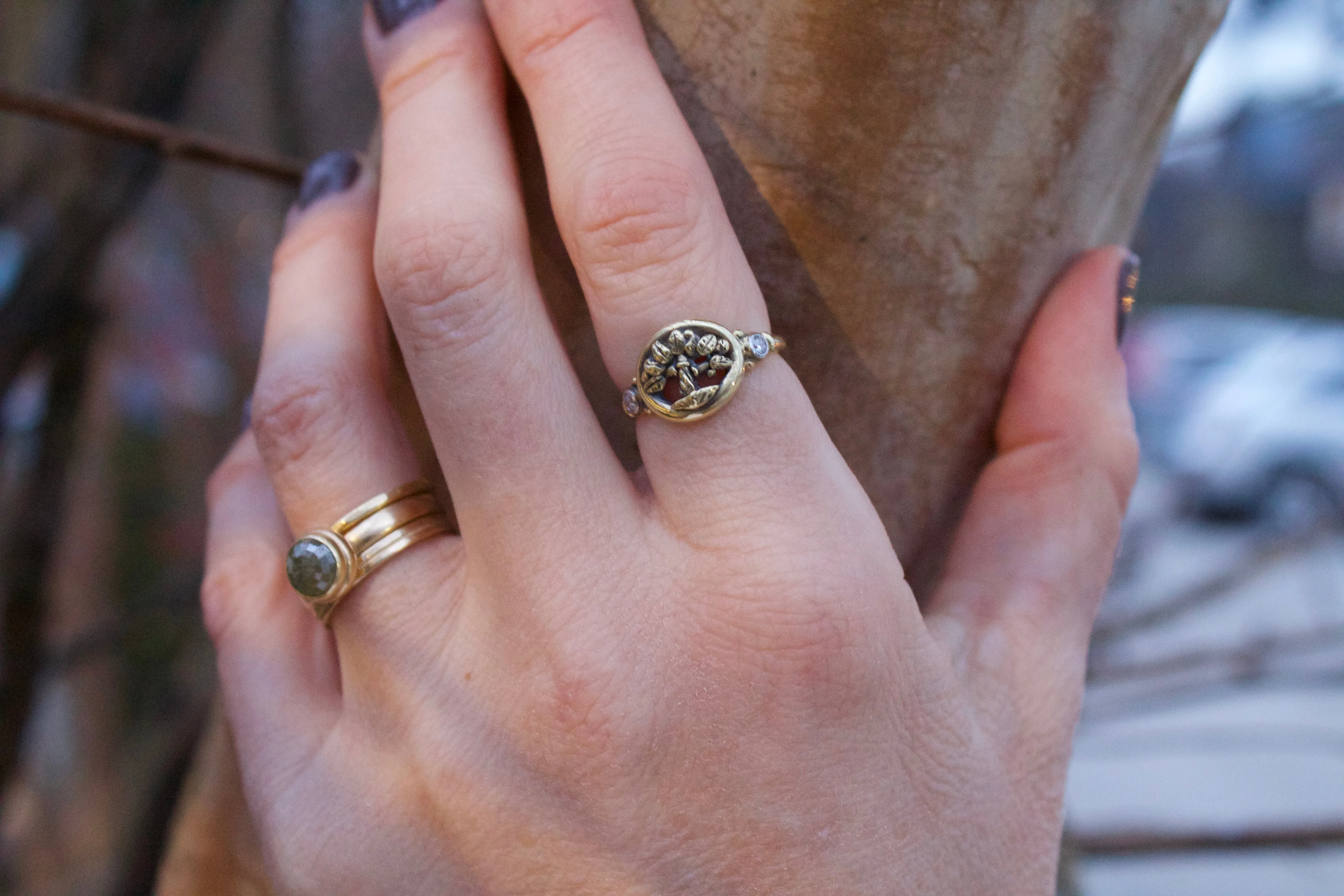 Tree of Life Ring with Diamonds