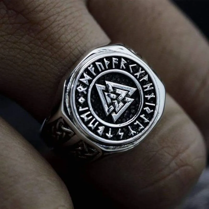 Valknut Viking Stainless Steel Symbol Ring Men's Norse Celtics Knot Rune Signet Rings Nordic Amulet Jewelry