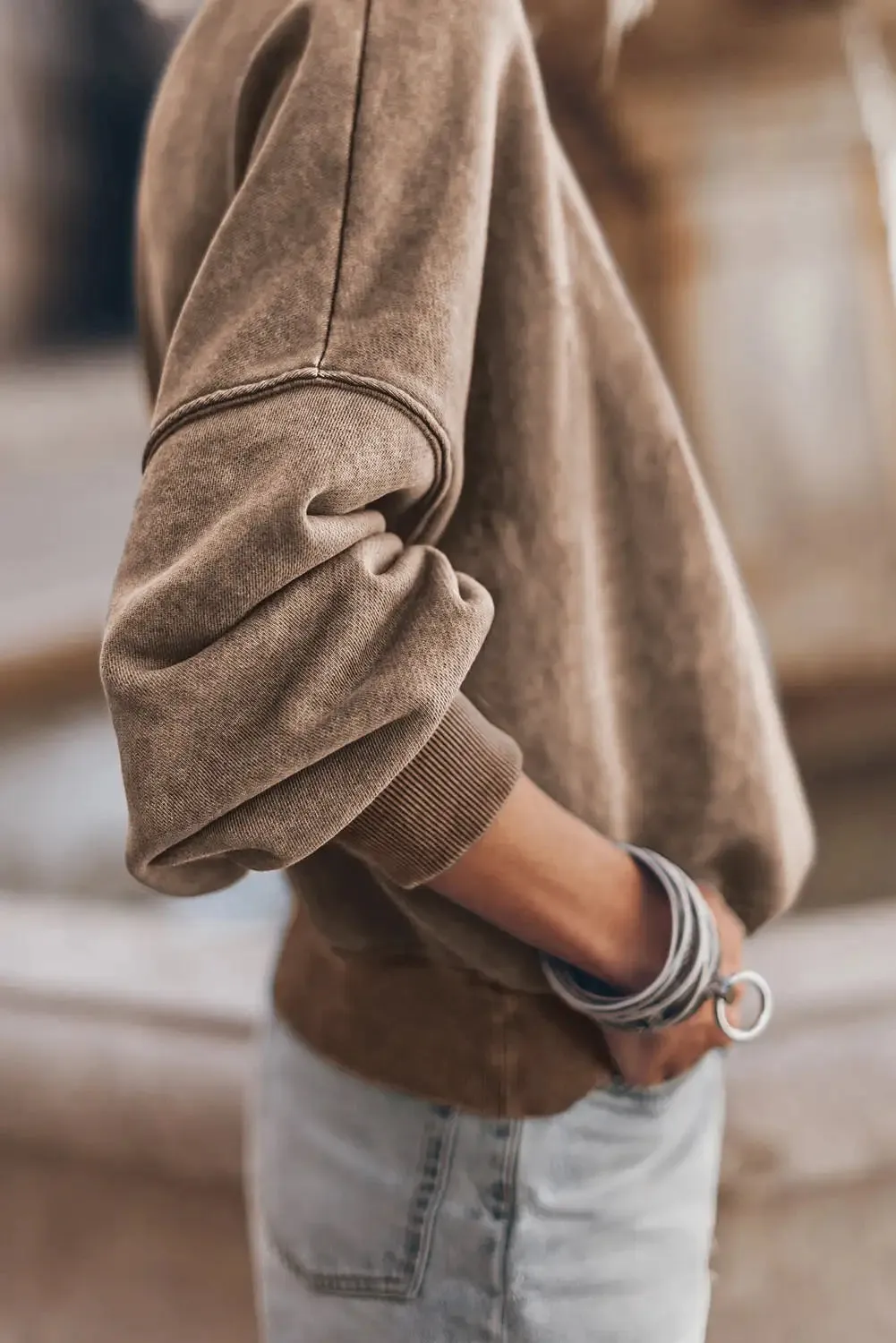 Vintage Brown Drop Shoulder Sweatshirt