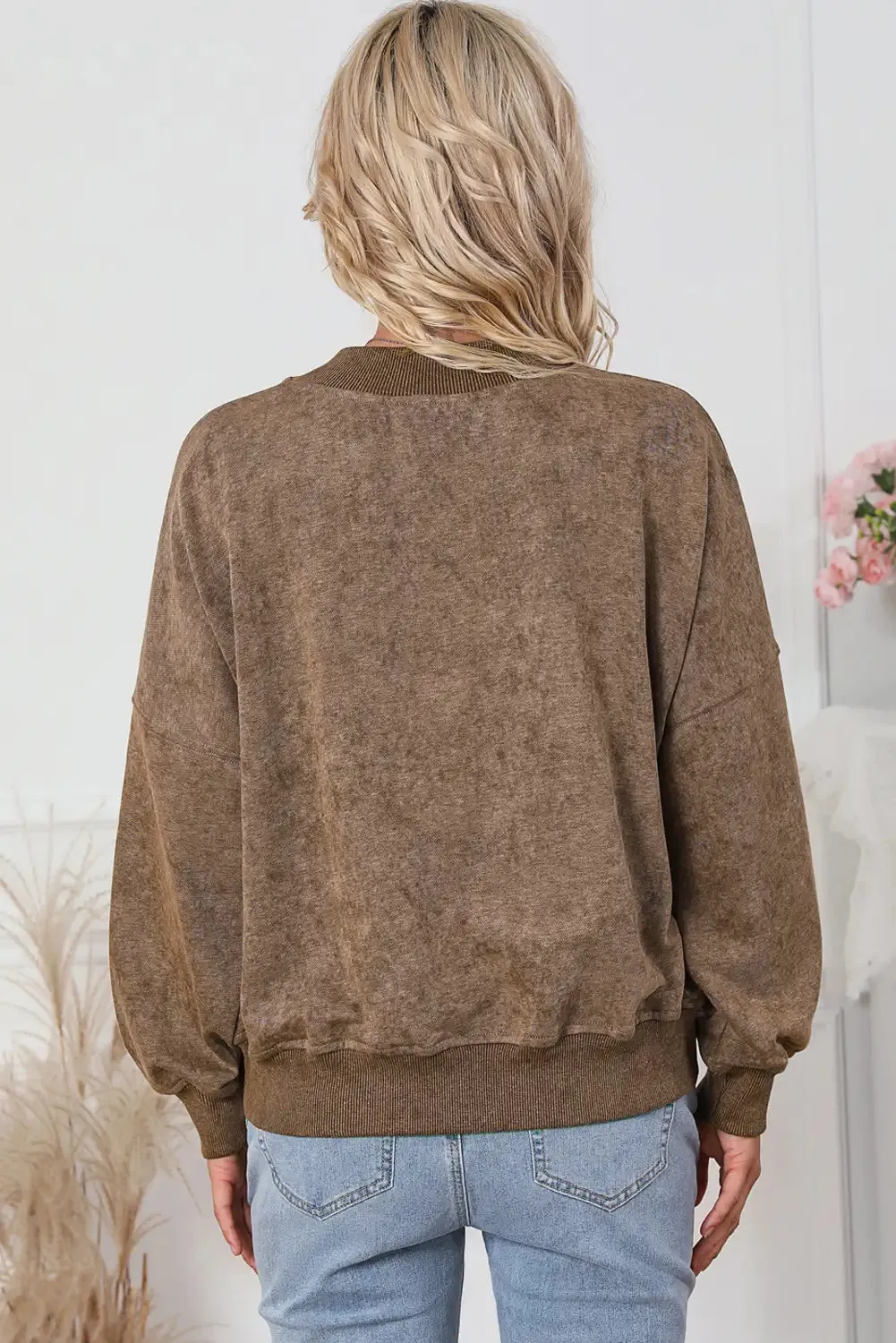 Vintage Brown Drop Shoulder Sweatshirt