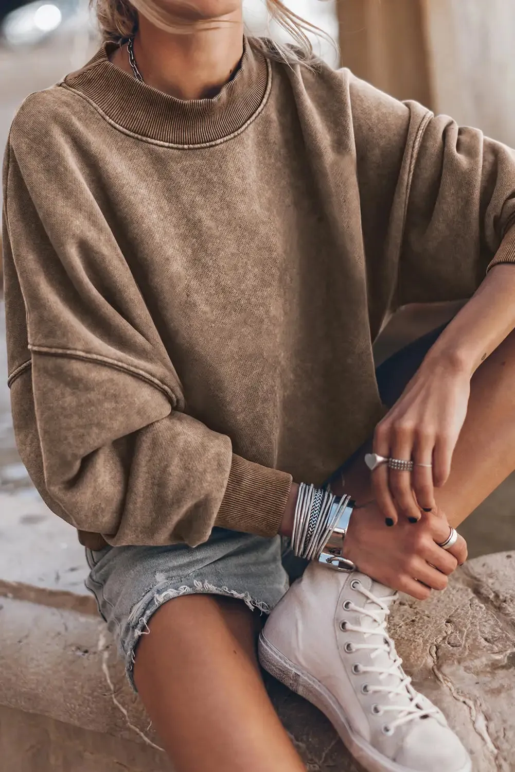 Vintage Brown Drop Shoulder Sweatshirt