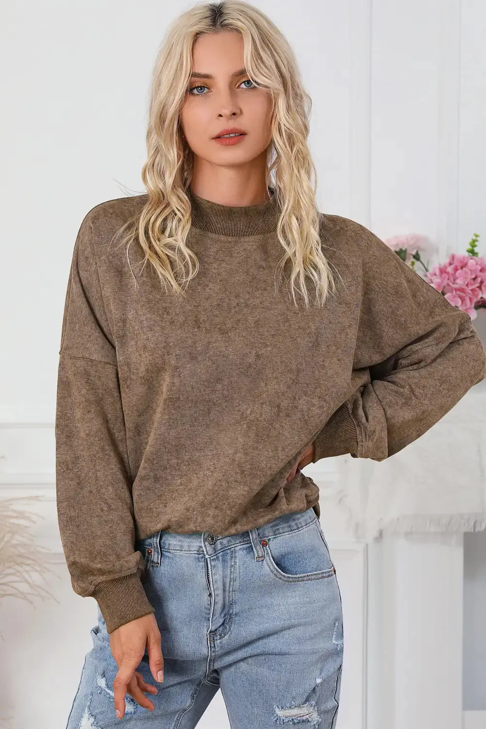 Vintage Brown Drop Shoulder Sweatshirt