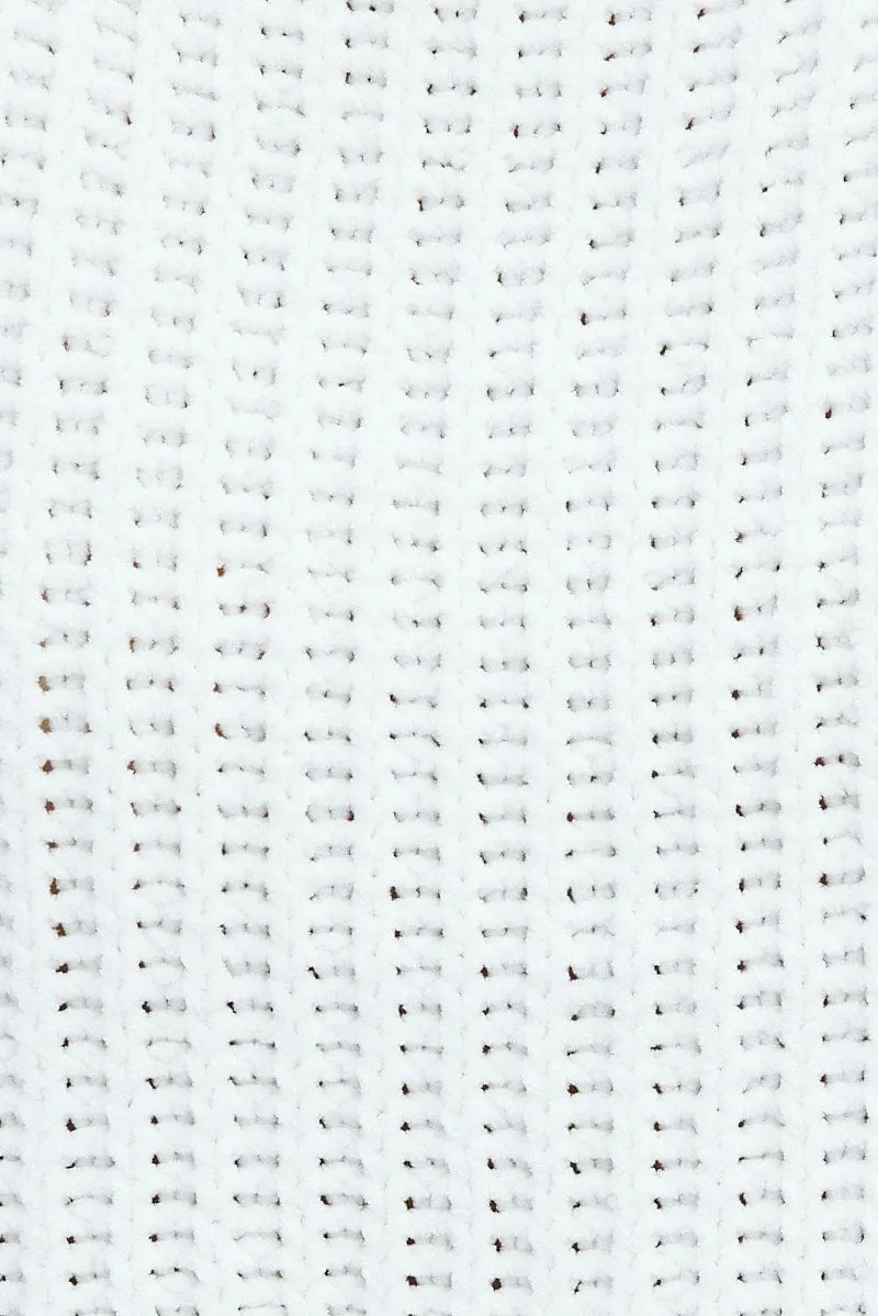 White Knit Jumper Turtle Neck Chenille