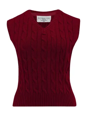 Wine Red Vintage Style Cable Tank Top Vest