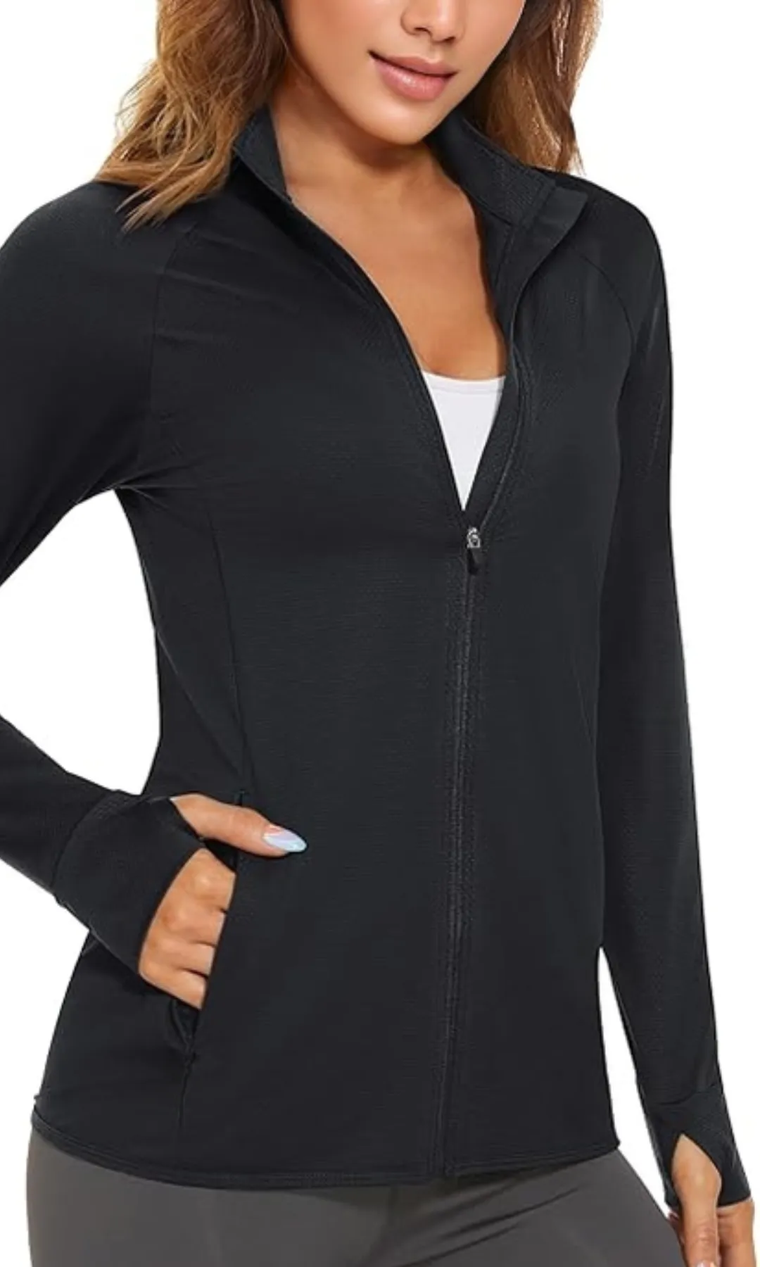 Women Track Sports Zip Up Jacket (Black)