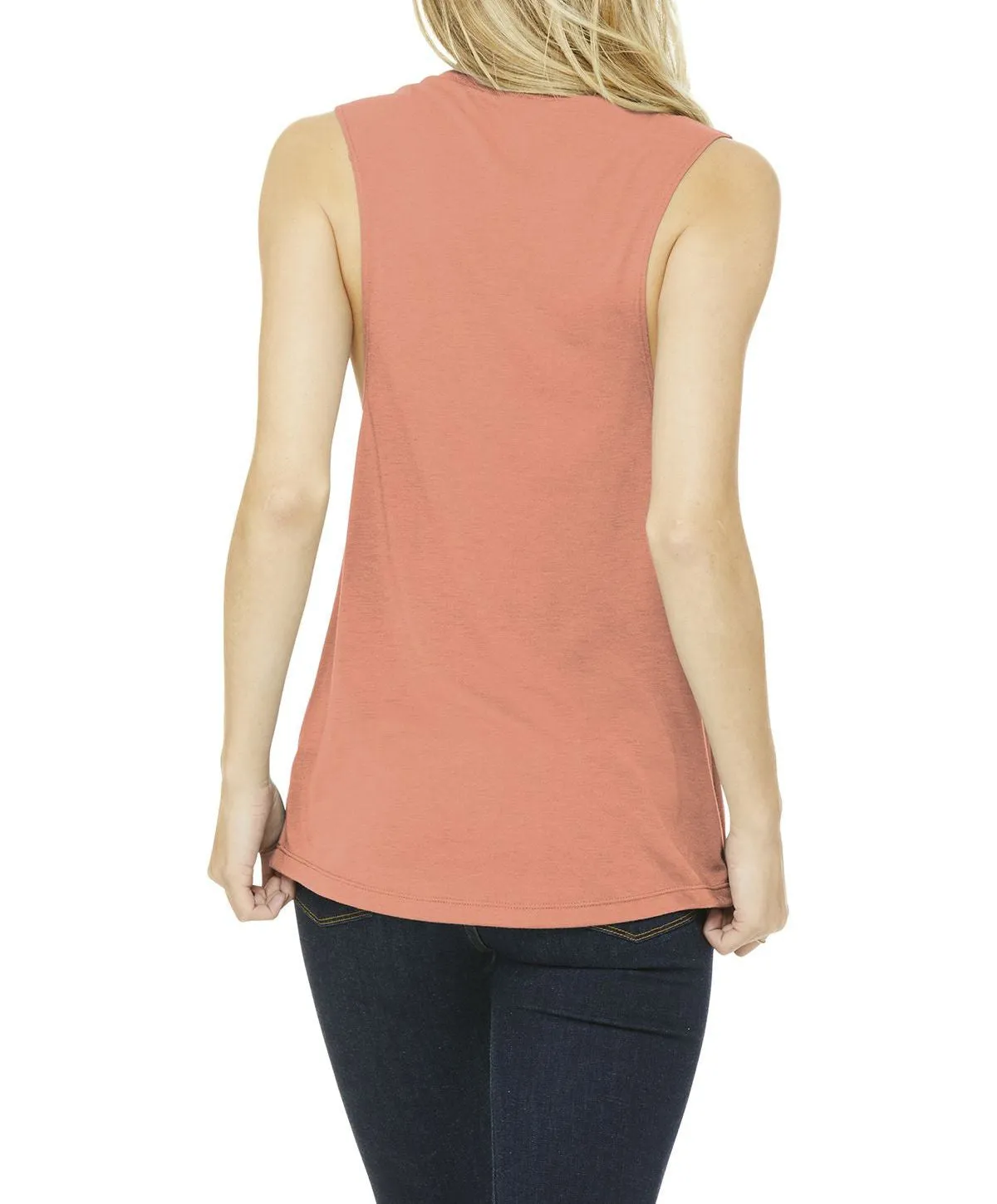 Women's Sleeveless Flowy Scoop Neck Muscle Tank with Curved Hem