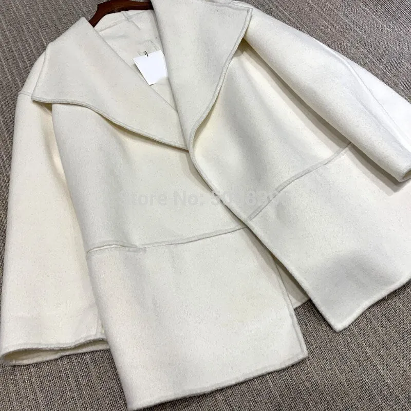 WOOL CASHMIRE  Big Lapel Collar Short Coat