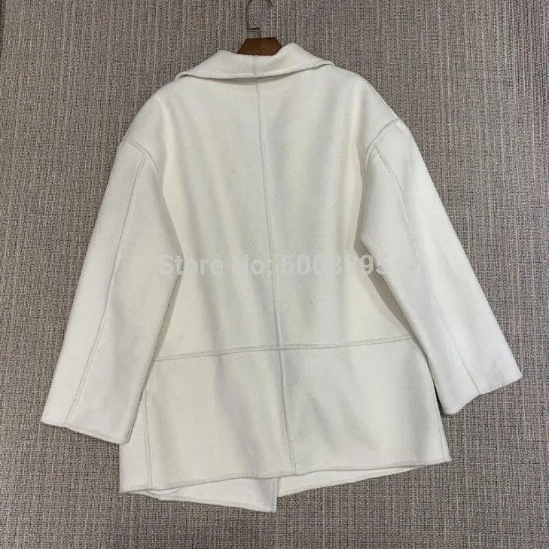 WOOL CASHMIRE  Big Lapel Collar Short Coat