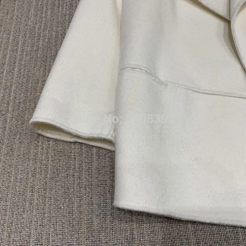 WOOL CASHMIRE  Big Lapel Collar Short Coat