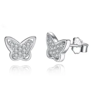 YE3136 925 Sterling Silver Butterfly Lovely Delicate Earrings