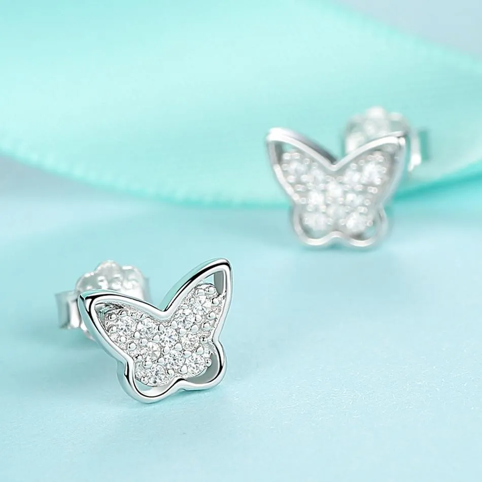YE3136 925 Sterling Silver Butterfly Lovely Delicate Earrings