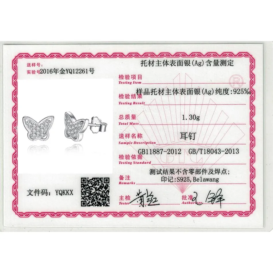 YE3136 925 Sterling Silver Butterfly Lovely Delicate Earrings