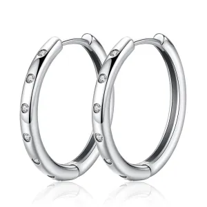 YE3192 925 Sterling Silver Circle Droplets Hoop Earrings