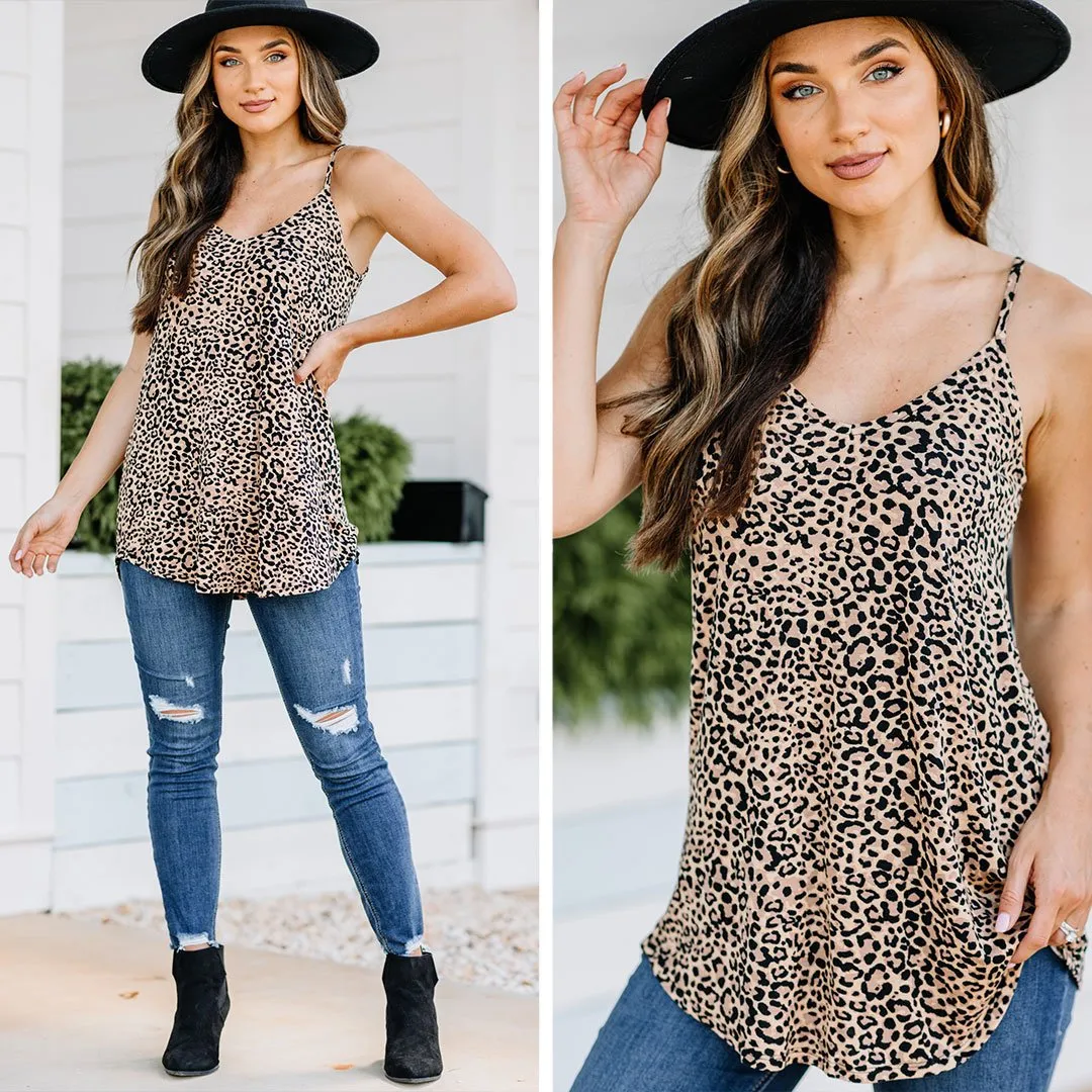 You've Got My Attention Brown Leopard Tank